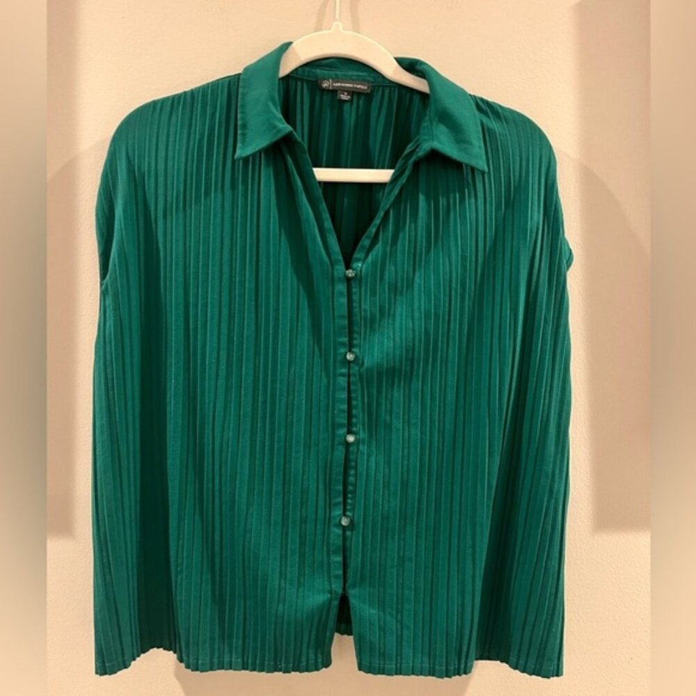 Adrianna Papell Emerald Pleated Blouse